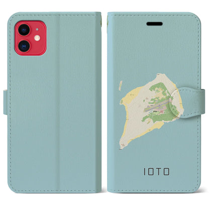 【硫黄島（東京都）】地図柄iPhoneケース（手帳タイプ）ナチュラル・iPhone 11 用