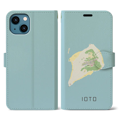 【硫黄島（東京都）】地図柄iPhoneケース（手帳タイプ）ナチュラル・iPhone 13 用