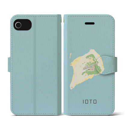 【硫黄島（東京都）】地図柄iPhoneケース（手帳タイプ）ナチュラル・iPhone SE（第3 / 第2世代） / 8 / 7 / 6s / 6 用