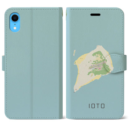 【硫黄島（東京都）】地図柄iPhoneケース（手帳タイプ）ナチュラル・iPhone XR 用