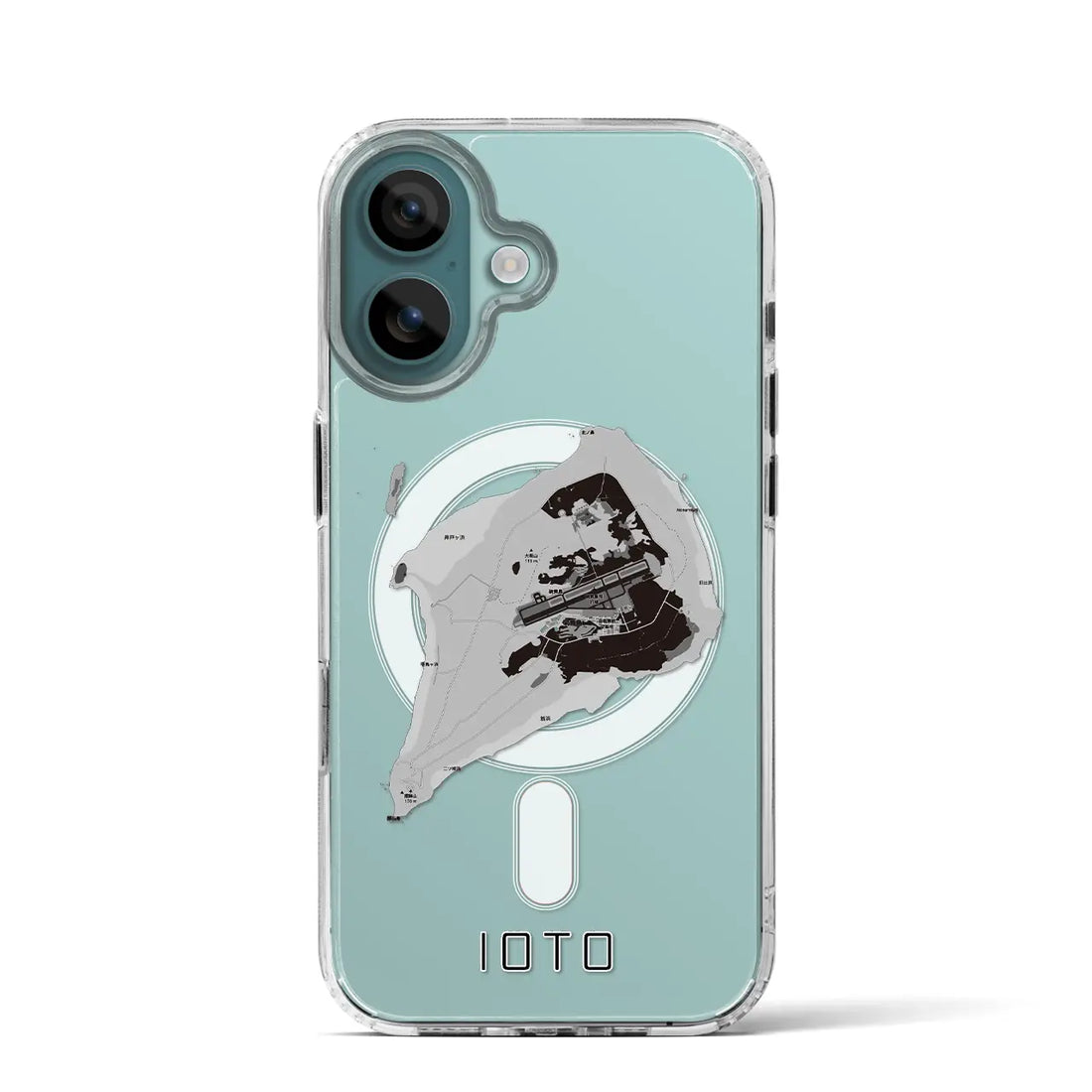 【硫黄島(東京都)】地図柄iPhoneケース(MagSafeタイプ)モノトーン・iPhone 16 Pro 用