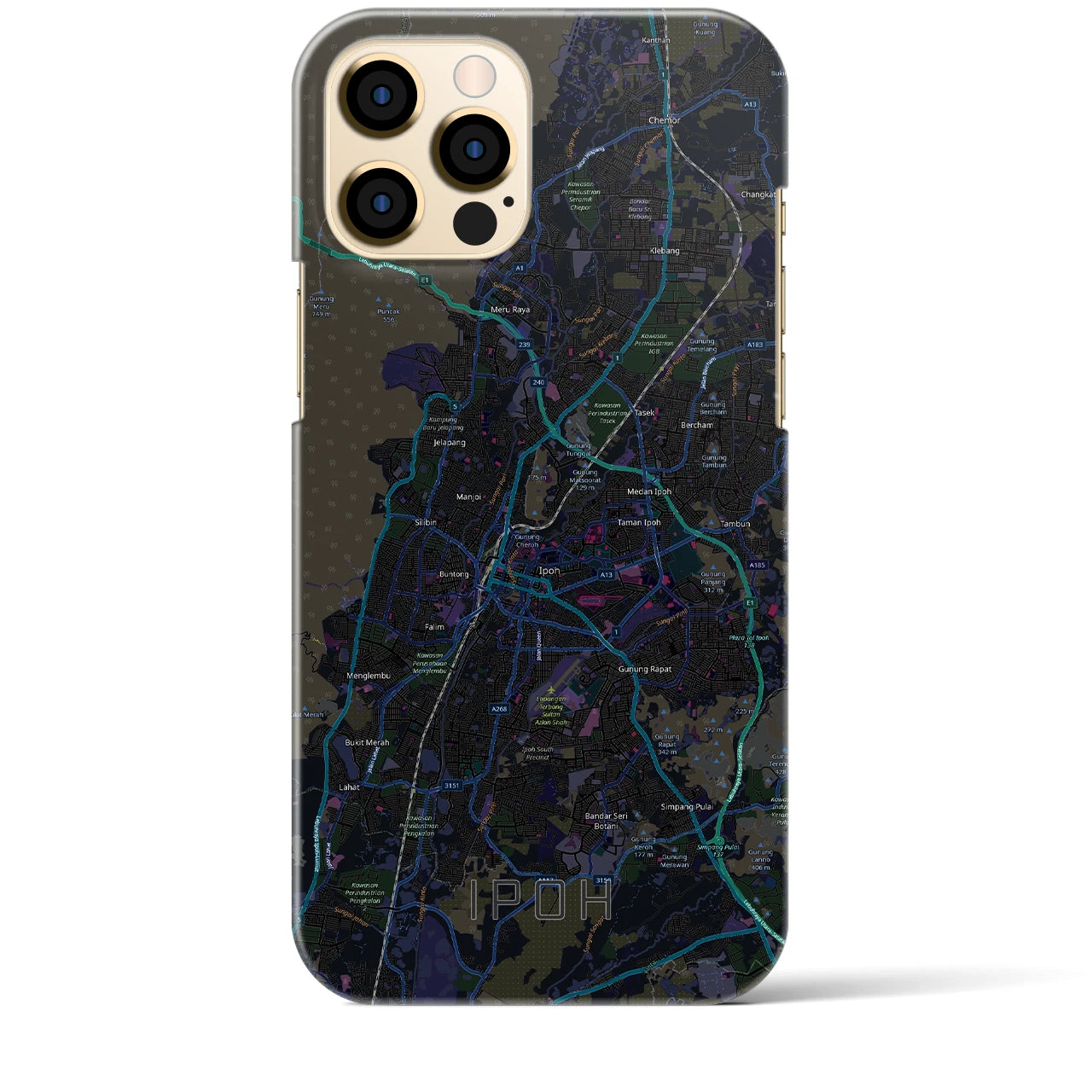 【イポー（マレーシア）】地図柄iPhoneケース（バックカバータイプ）