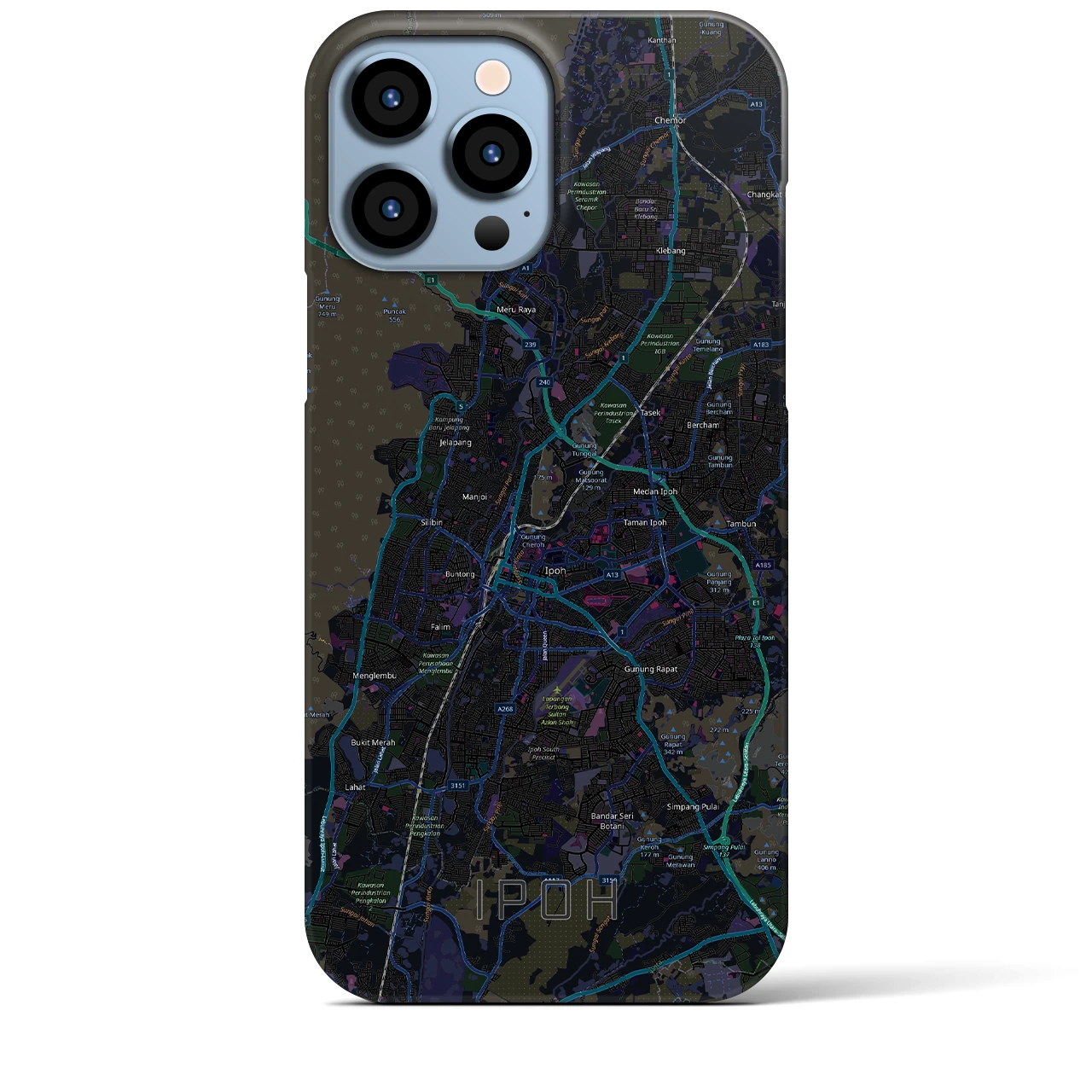 【イポー（マレーシア）】地図柄iPhoneケース（バックカバータイプ）