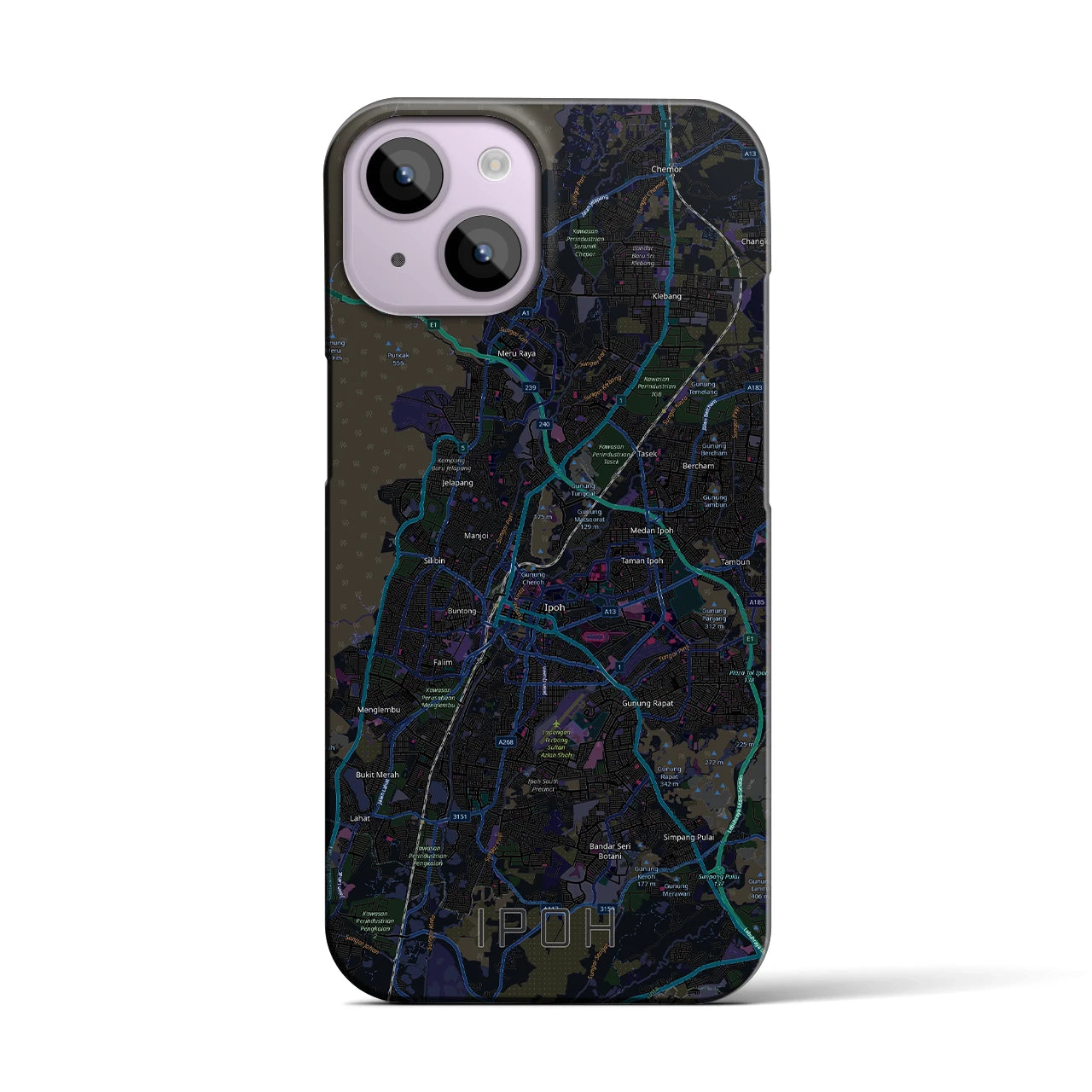【イポー（マレーシア）】地図柄iPhoneケース（バックカバータイプ）