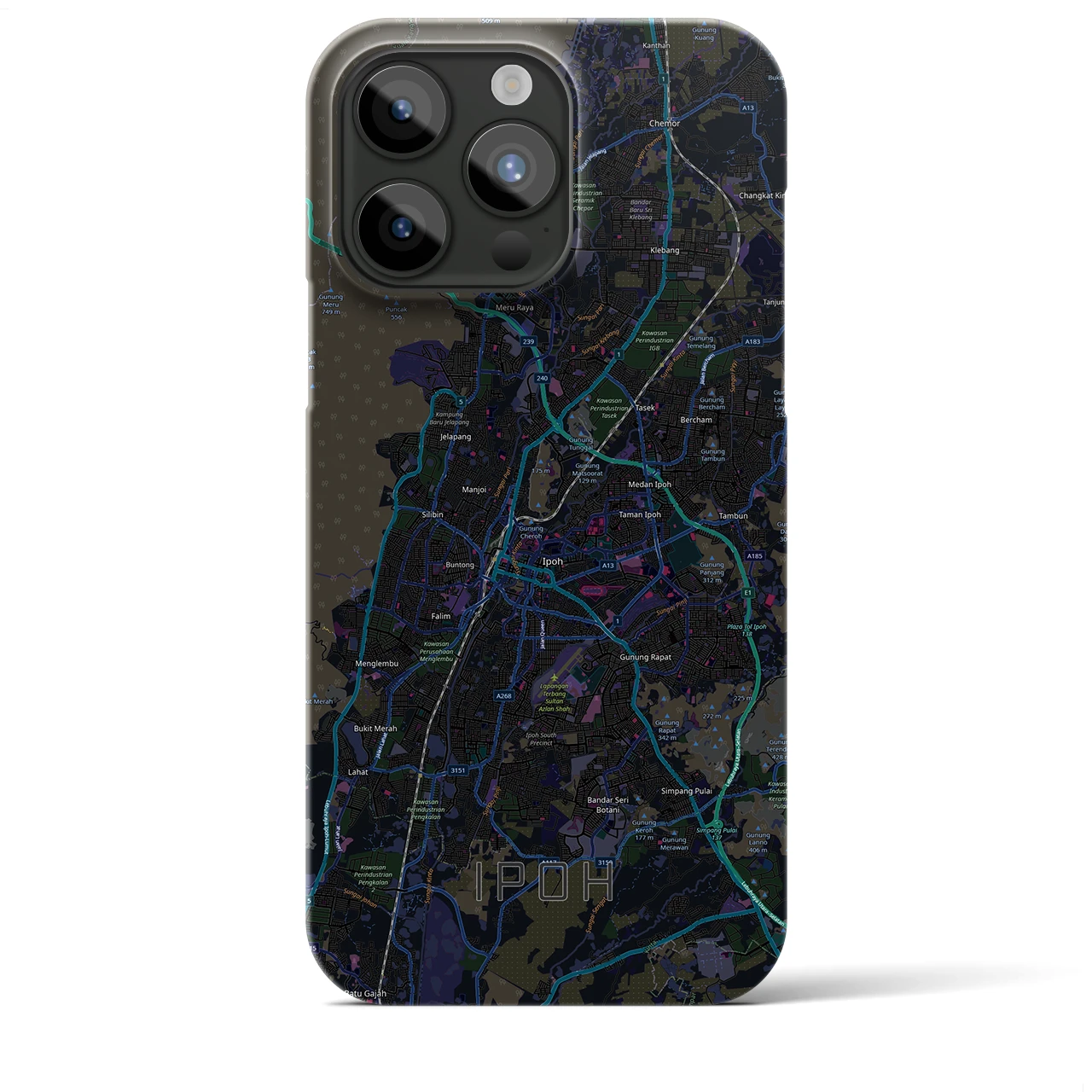 【イポー（マレーシア）】地図柄iPhoneケース（バックカバータイプ）