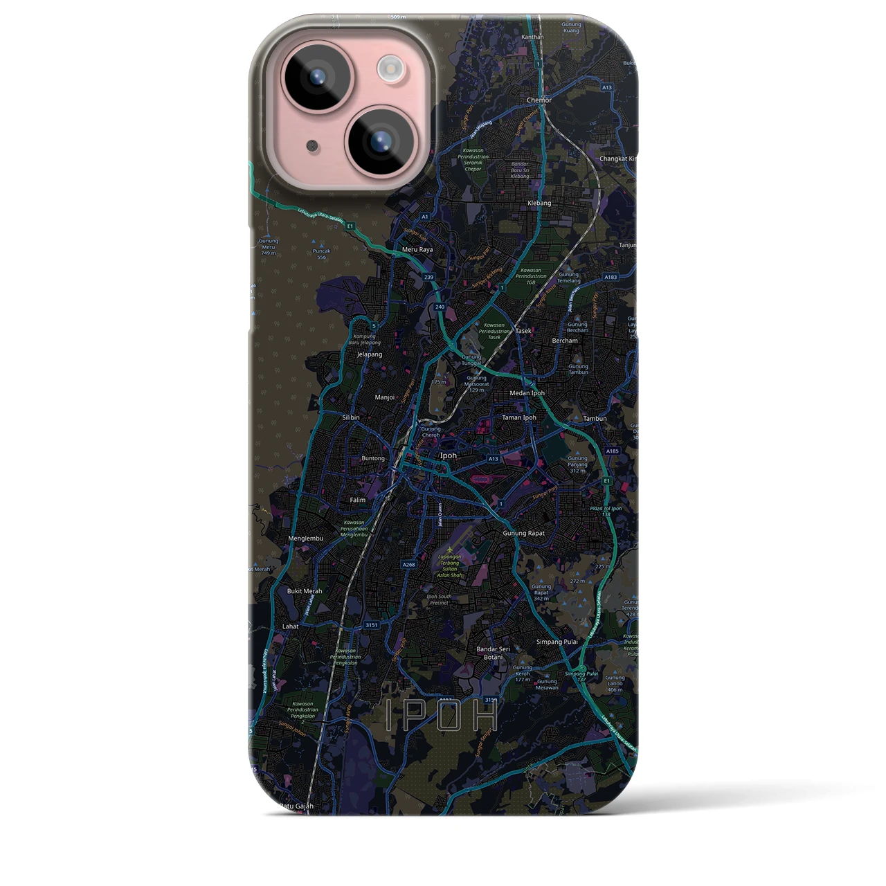 【イポー（マレーシア）】地図柄iPhoneケース（バックカバータイプ）
