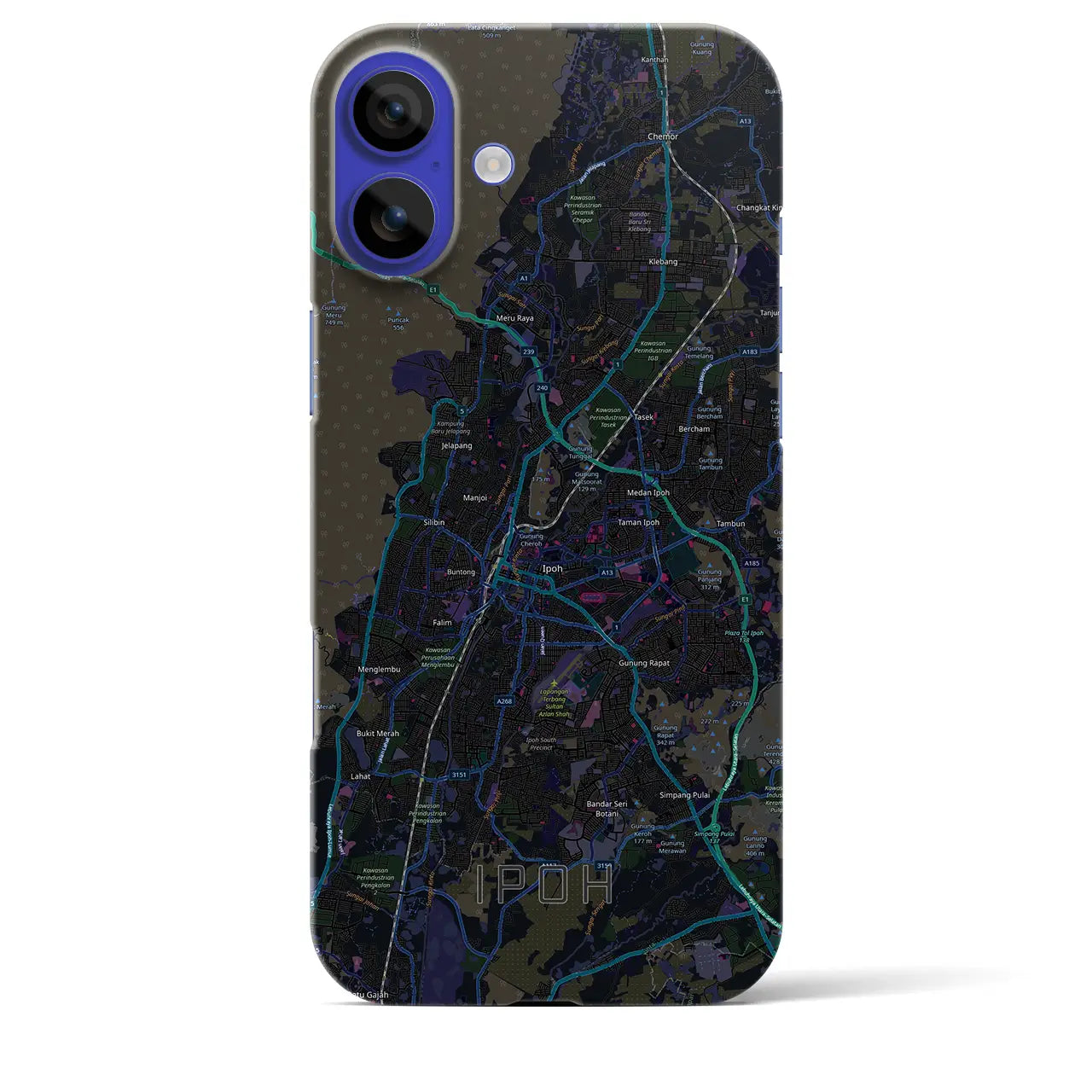 【イポー（マレーシア）】地図柄iPhoneケース（バックカバータイプ）