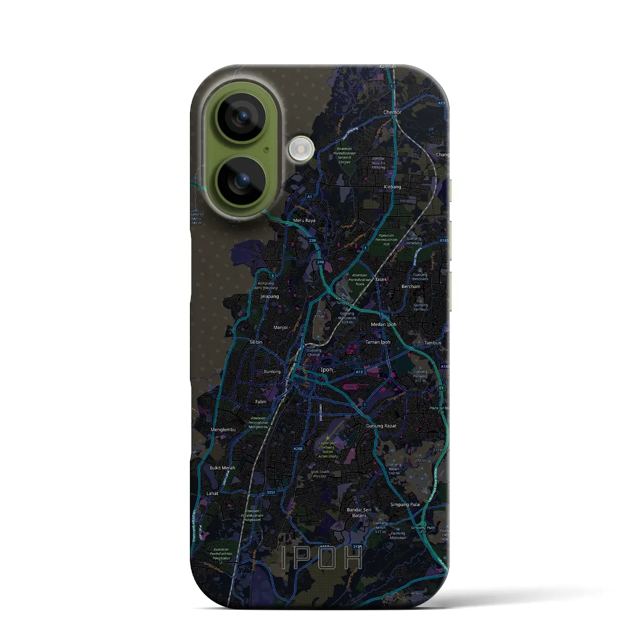 【イポー（マレーシア）】地図柄iPhoneケース（バックカバータイプ）