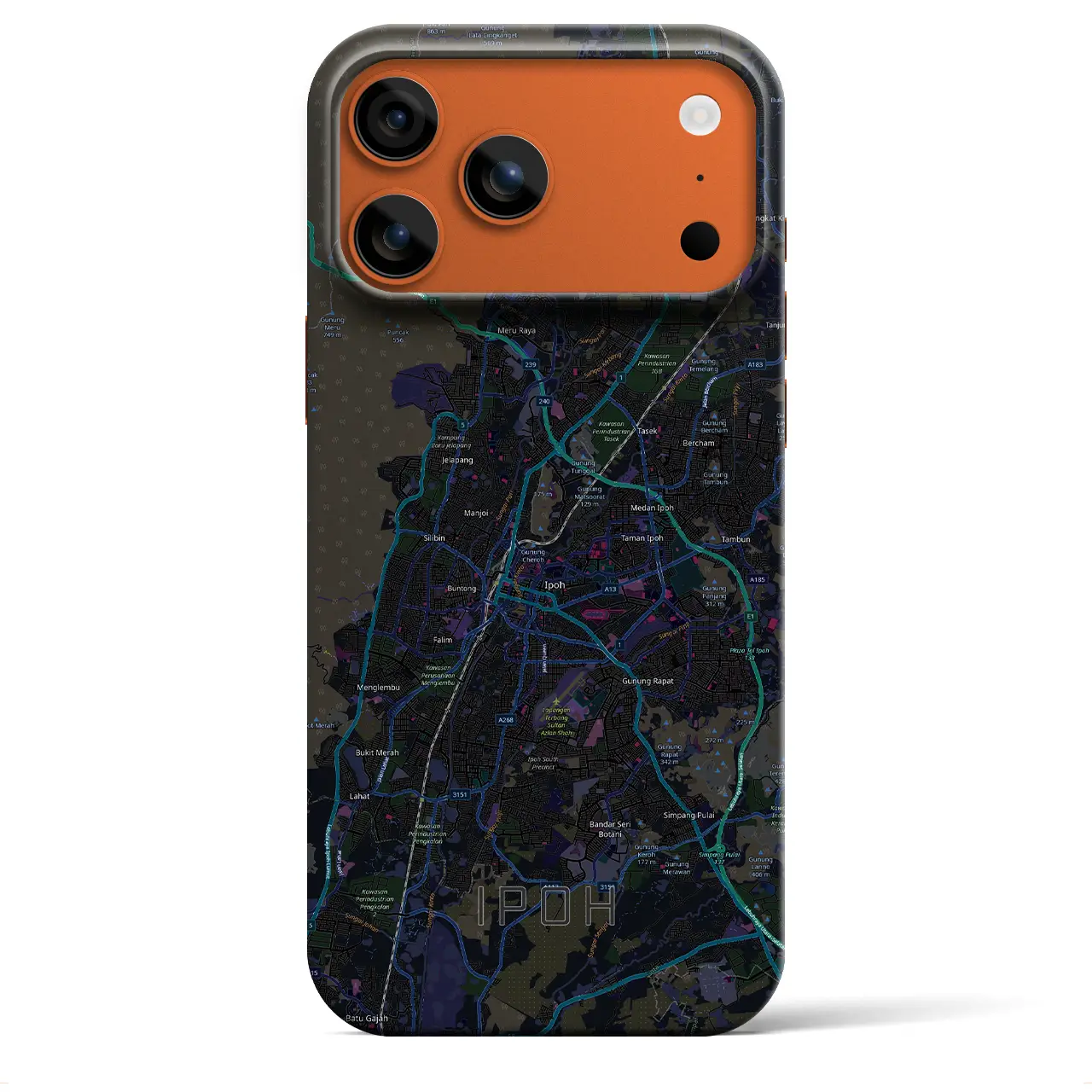 【イポー（マレーシア）】地図柄iPhoneケース（バックカバータイプ）
