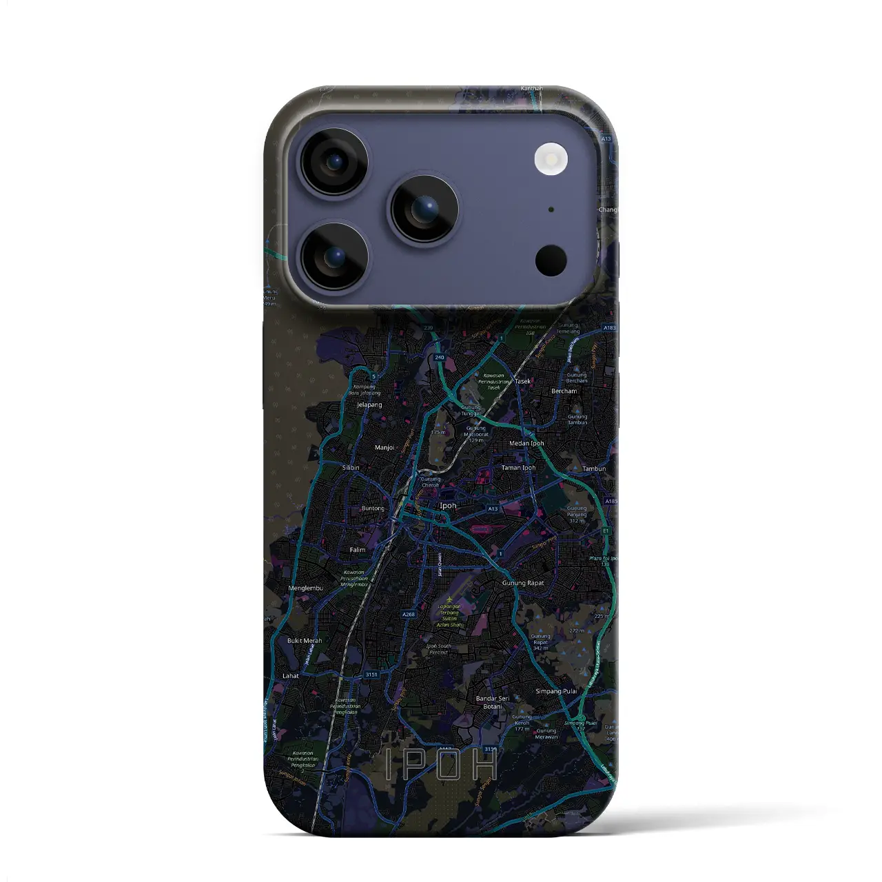 【イポー（マレーシア）】地図柄iPhoneケース（バックカバータイプ）