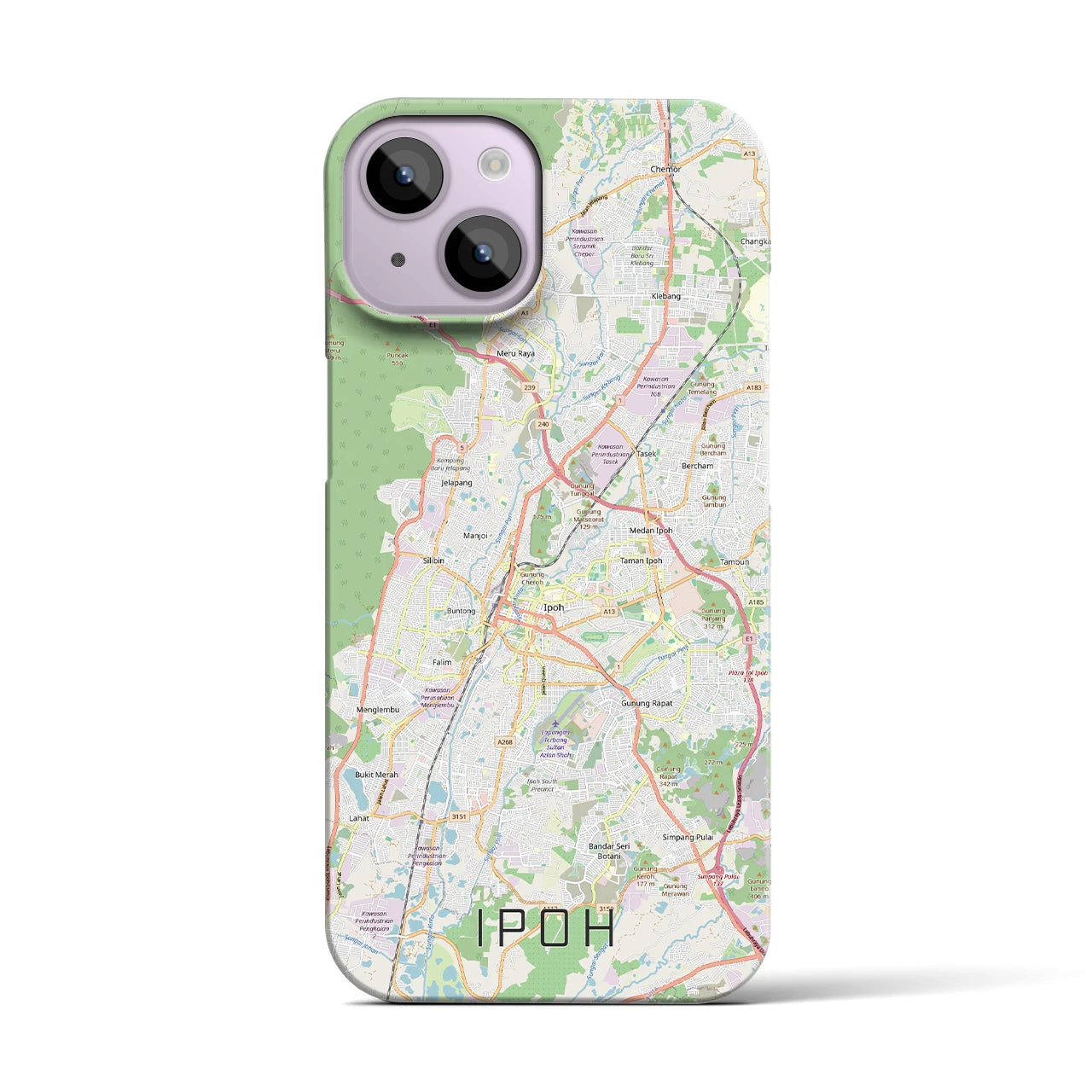 【イポー（マレーシア）】地図柄iPhoneケース（バックカバータイプ）