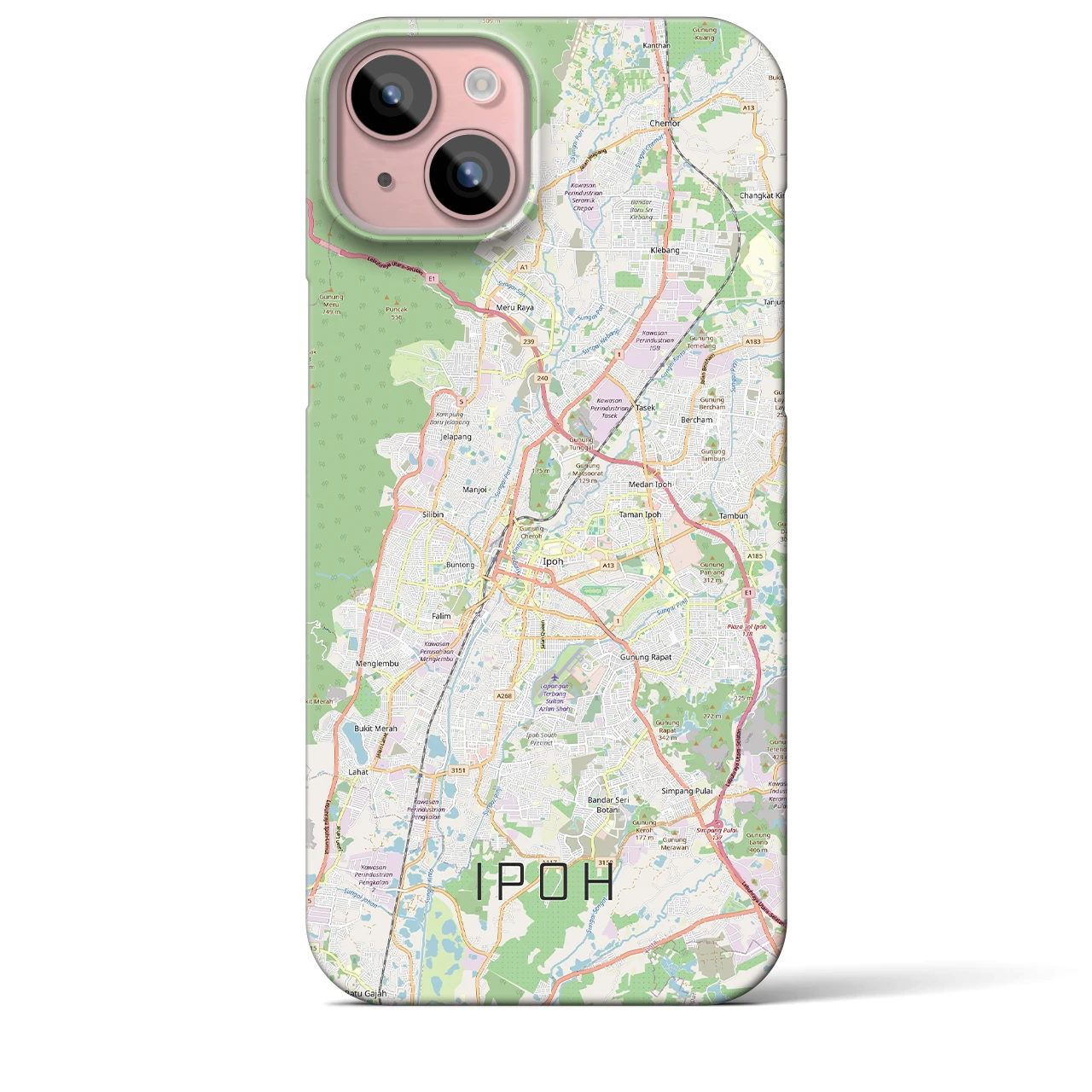 【イポー（マレーシア）】地図柄iPhoneケース（バックカバータイプ）