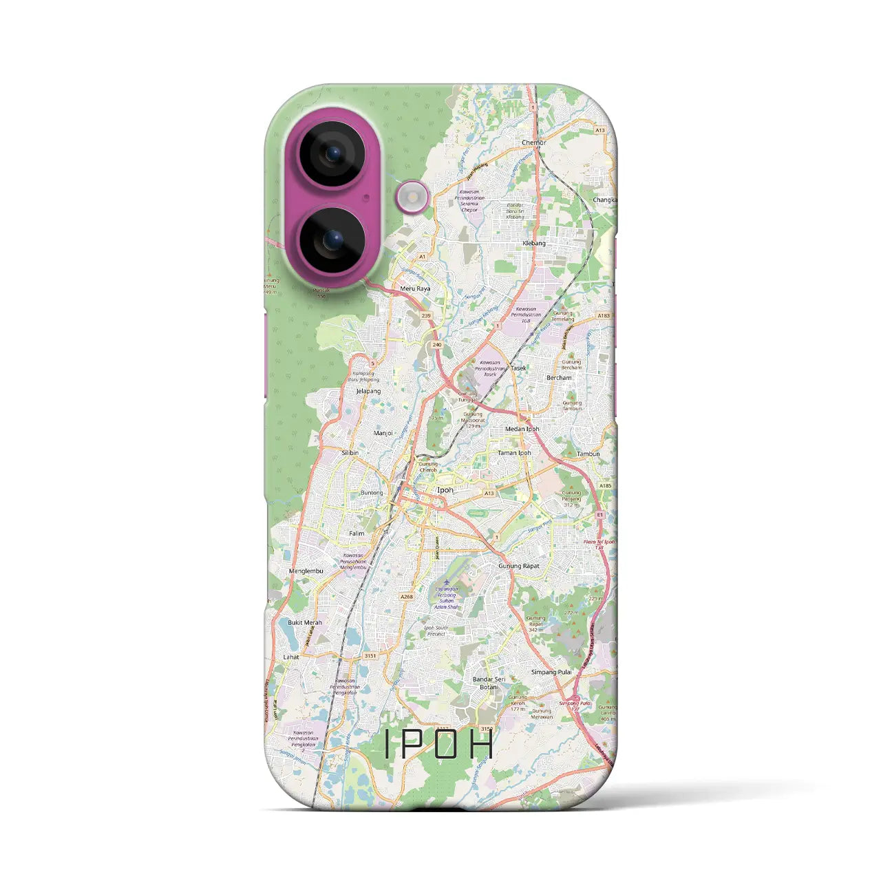 【イポー（マレーシア）】地図柄iPhoneケース（バックカバータイプ）