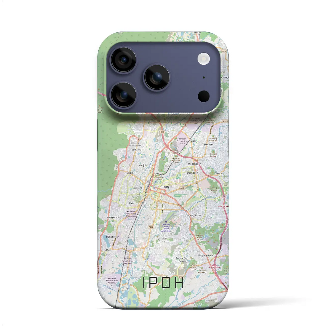 【イポー（マレーシア）】地図柄iPhoneケース（バックカバータイプ）ブラック・iPhone 17 Pro Max 用