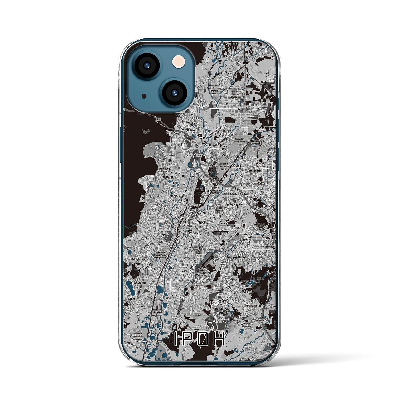 【イポー（マレーシア）】地図柄iPhoneケース（クリアタイプ）
