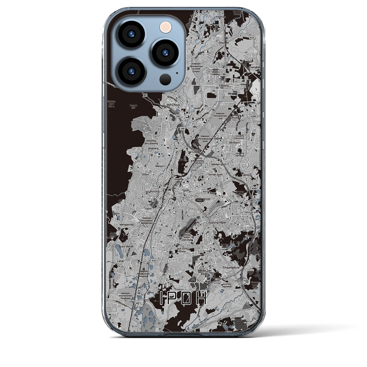 【イポー（マレーシア）】地図柄iPhoneケース（クリアタイプ）