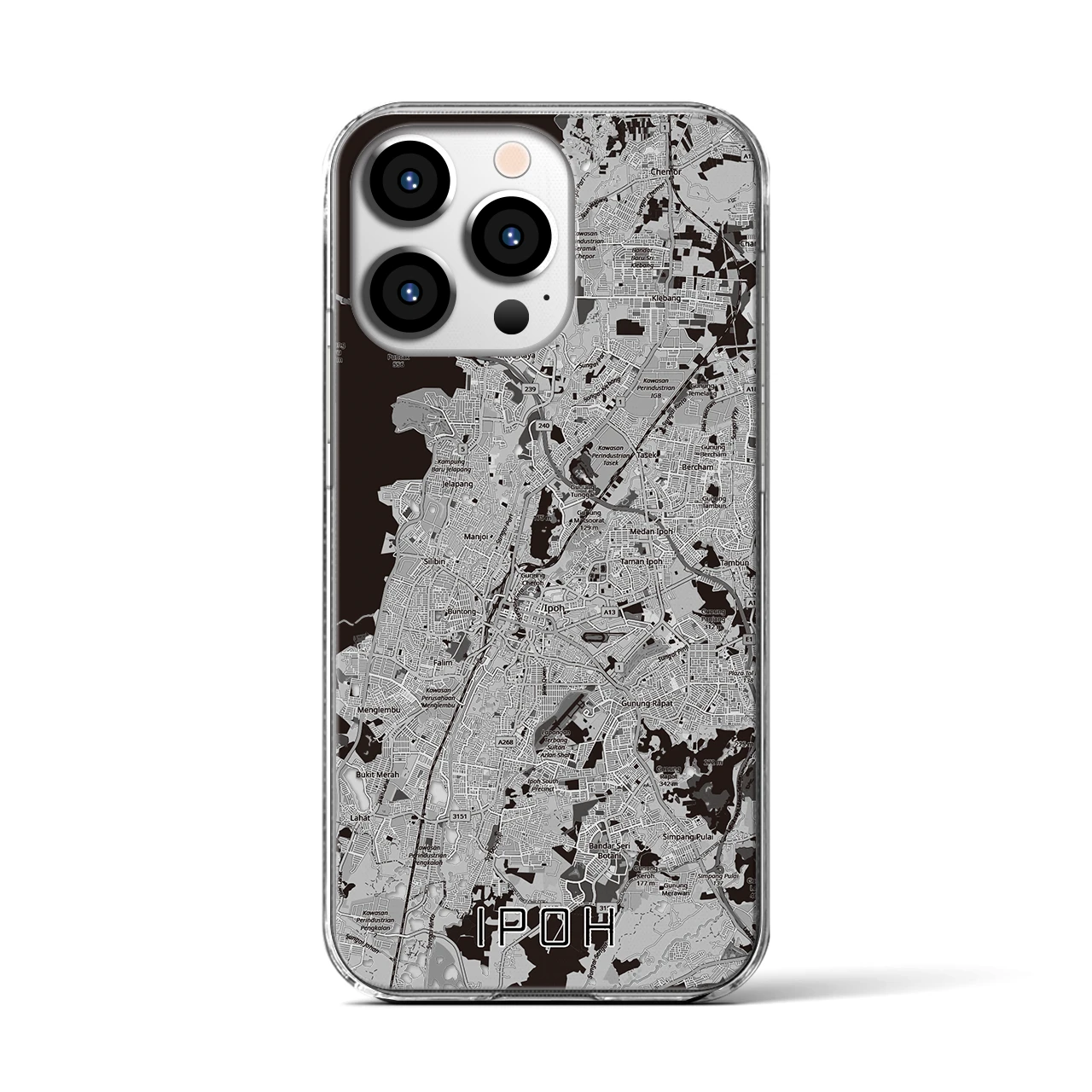 【イポー（マレーシア）】地図柄iPhoneケース（クリアタイプ）