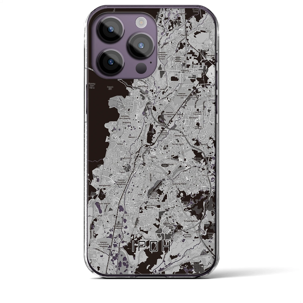【イポー（マレーシア）】地図柄iPhoneケース（クリアタイプ）