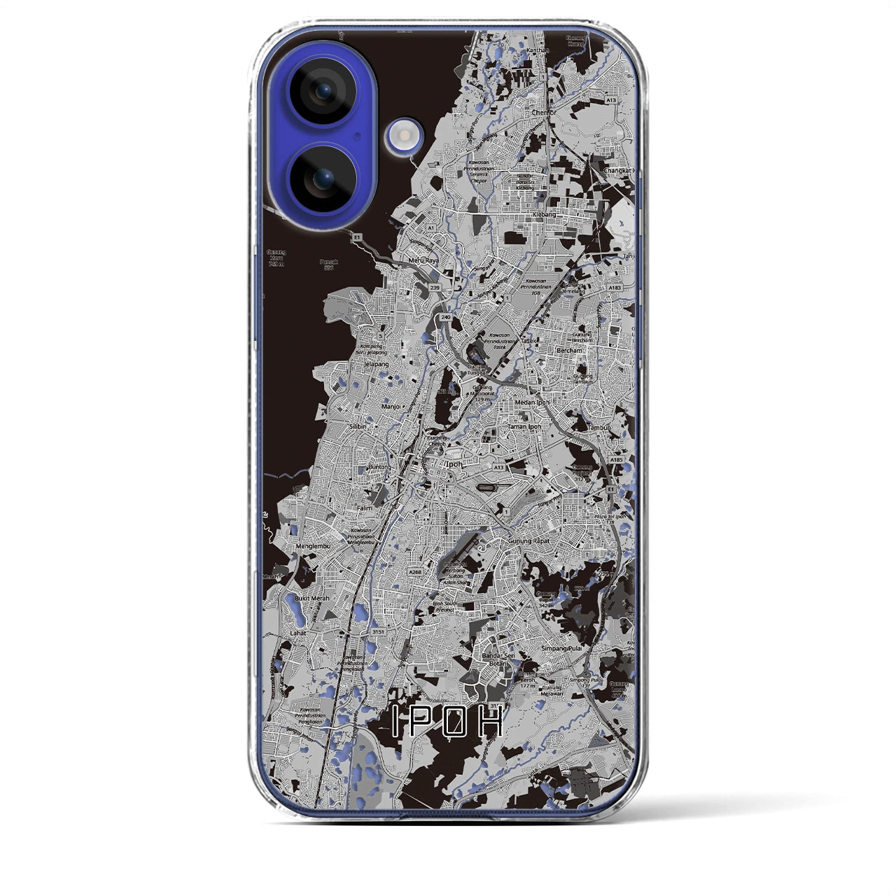 【イポー（マレーシア）】地図柄iPhoneケース（クリアタイプ）