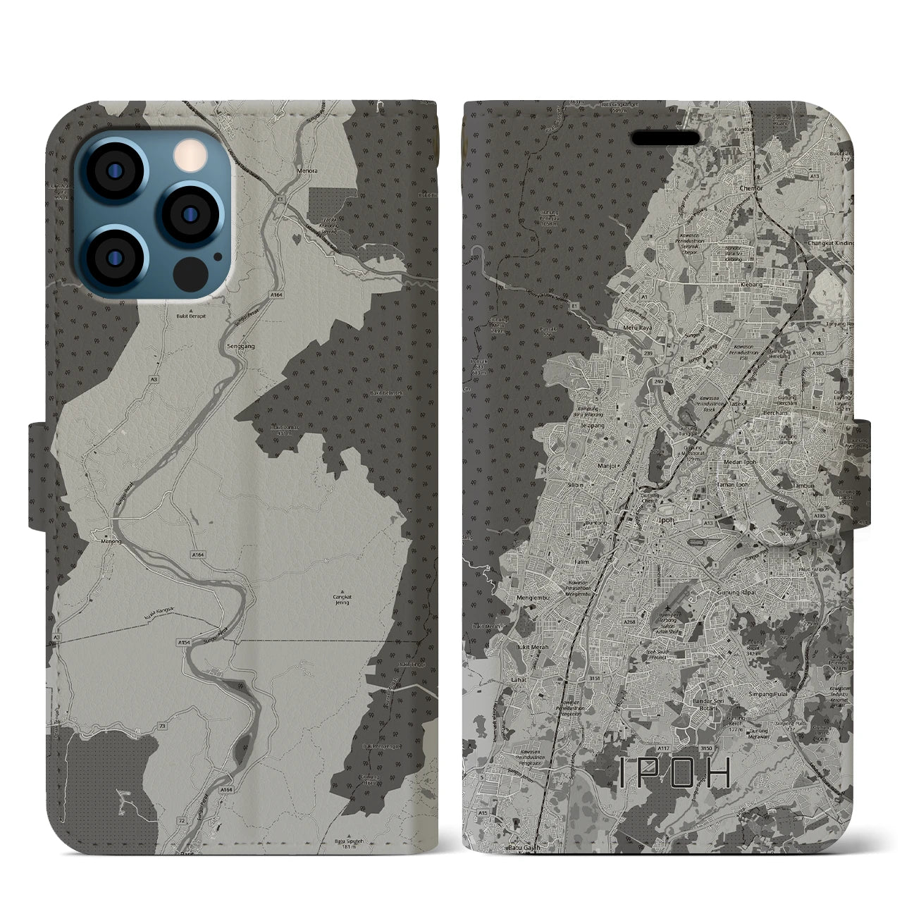 【イポー（マレーシア）】地図柄iPhoneケース（手帳タイプ）