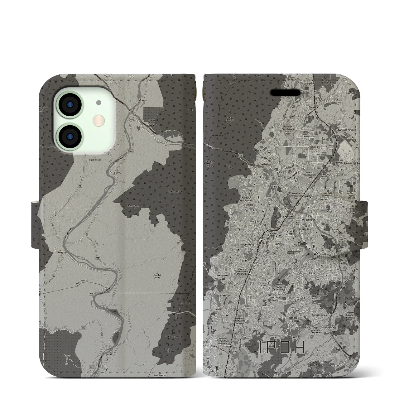 【イポー（マレーシア）】地図柄iPhoneケース（手帳タイプ）