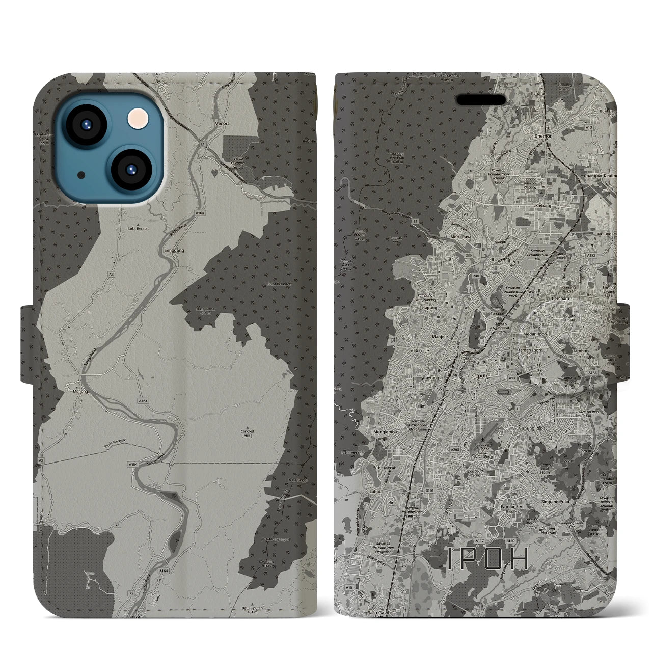 【イポー（マレーシア）】地図柄iPhoneケース（手帳タイプ）