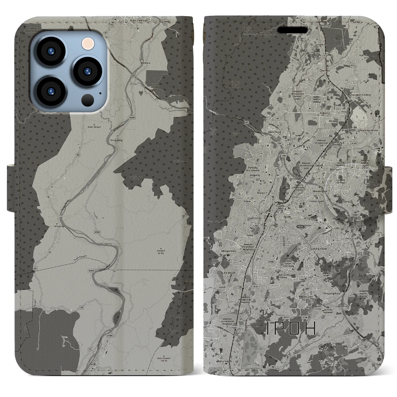 【イポー（マレーシア）】地図柄iPhoneケース（手帳タイプ）