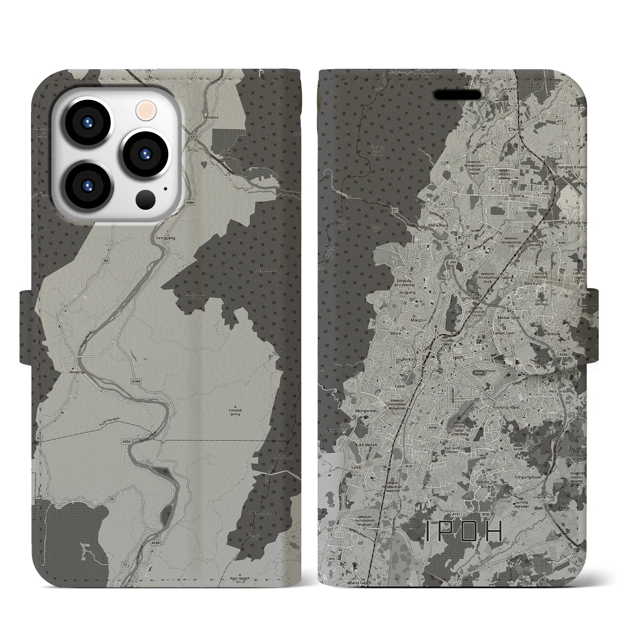 【イポー（マレーシア）】地図柄iPhoneケース（手帳タイプ）