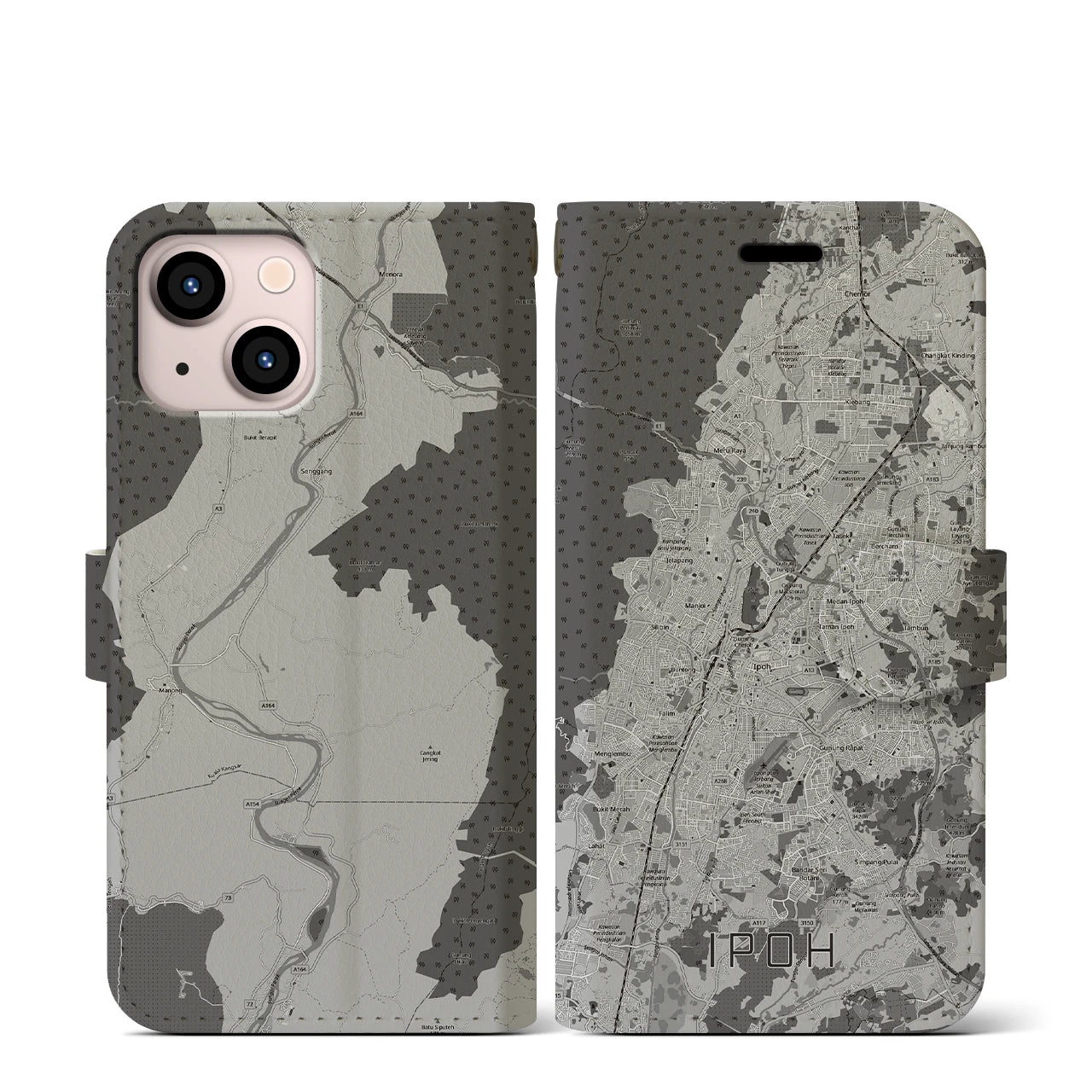 【イポー（マレーシア）】地図柄iPhoneケース（手帳タイプ）