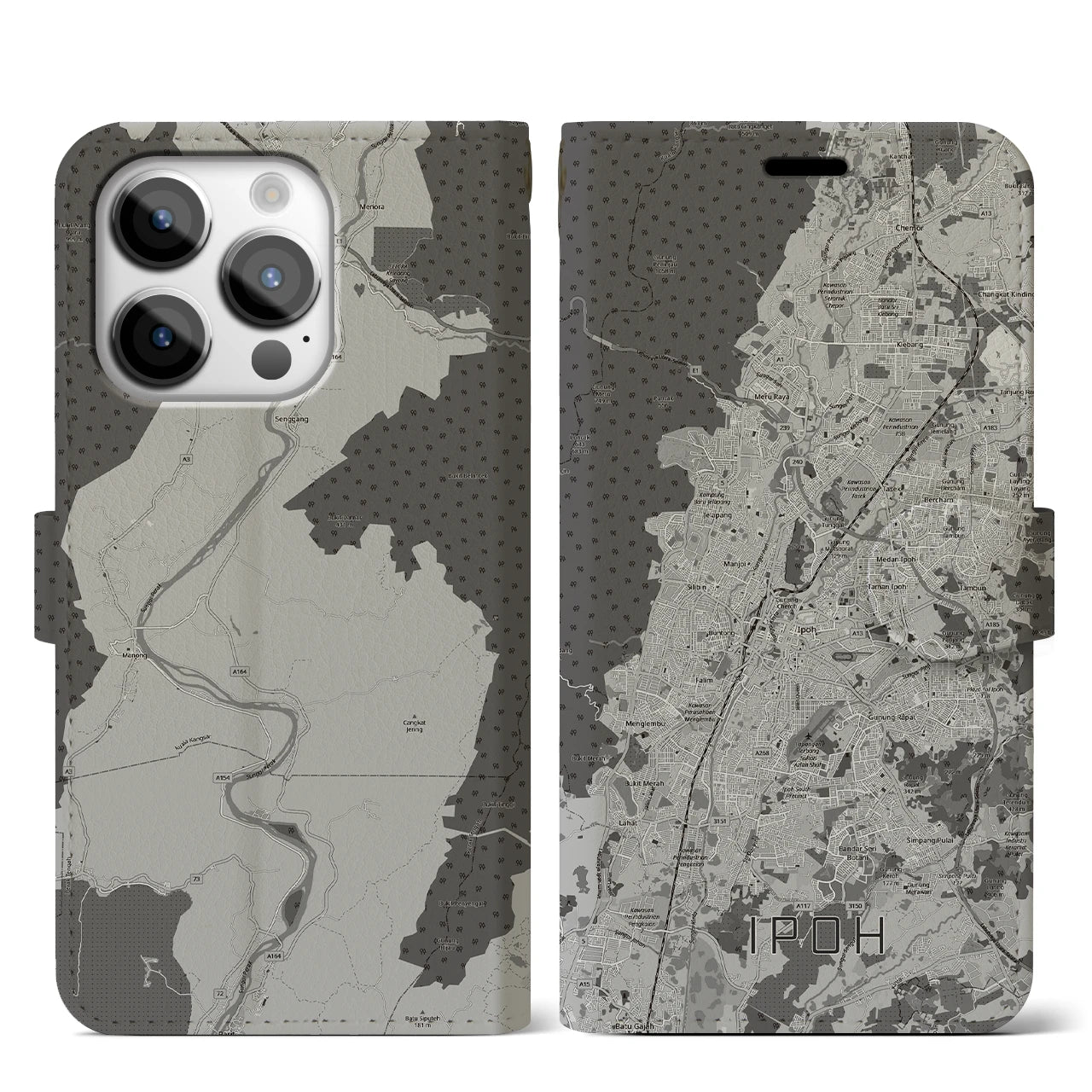【イポー（マレーシア）】地図柄iPhoneケース（手帳タイプ）