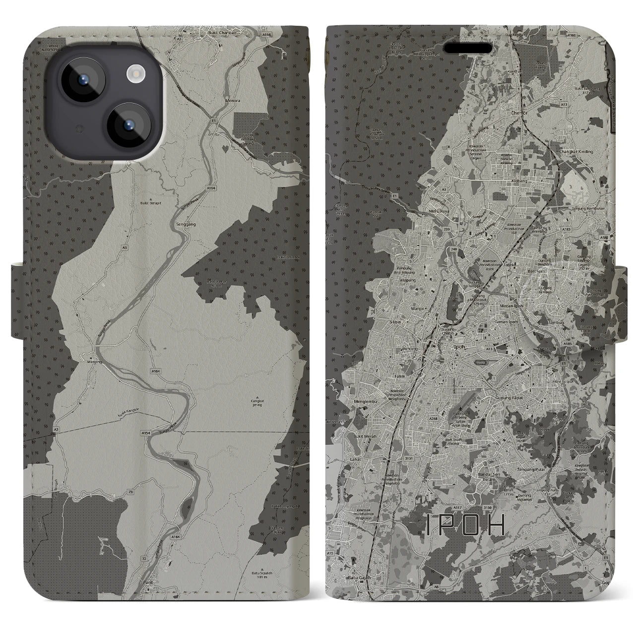 【イポー（マレーシア）】地図柄iPhoneケース（手帳タイプ）
