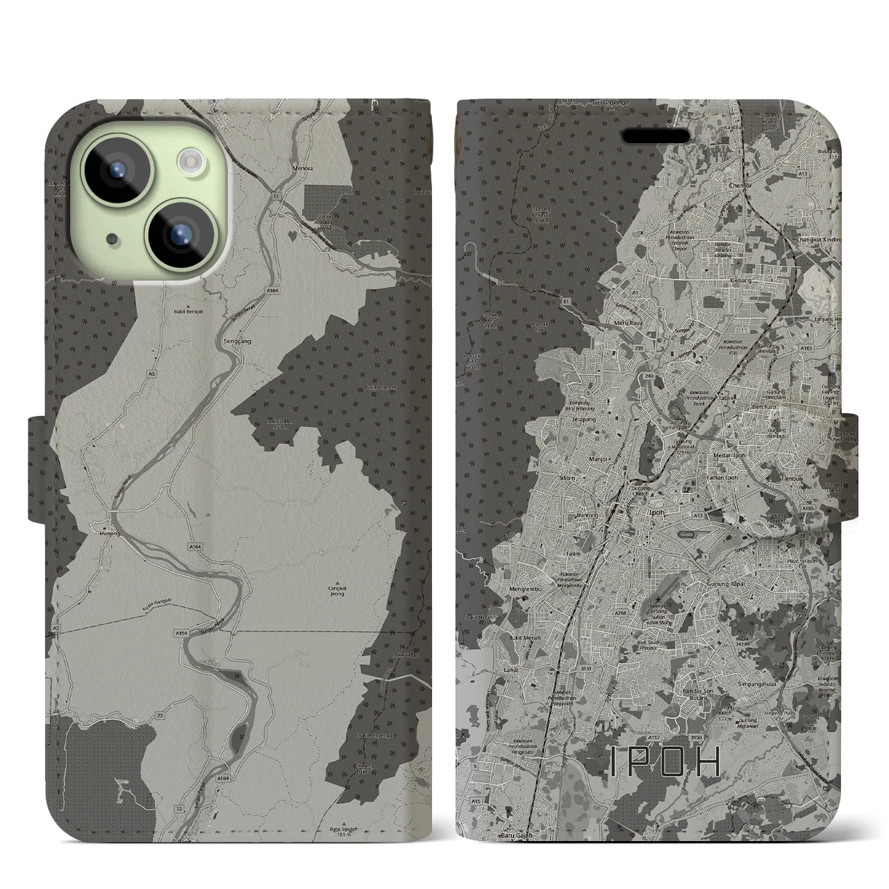 【イポー（マレーシア）】地図柄iPhoneケース（手帳タイプ）