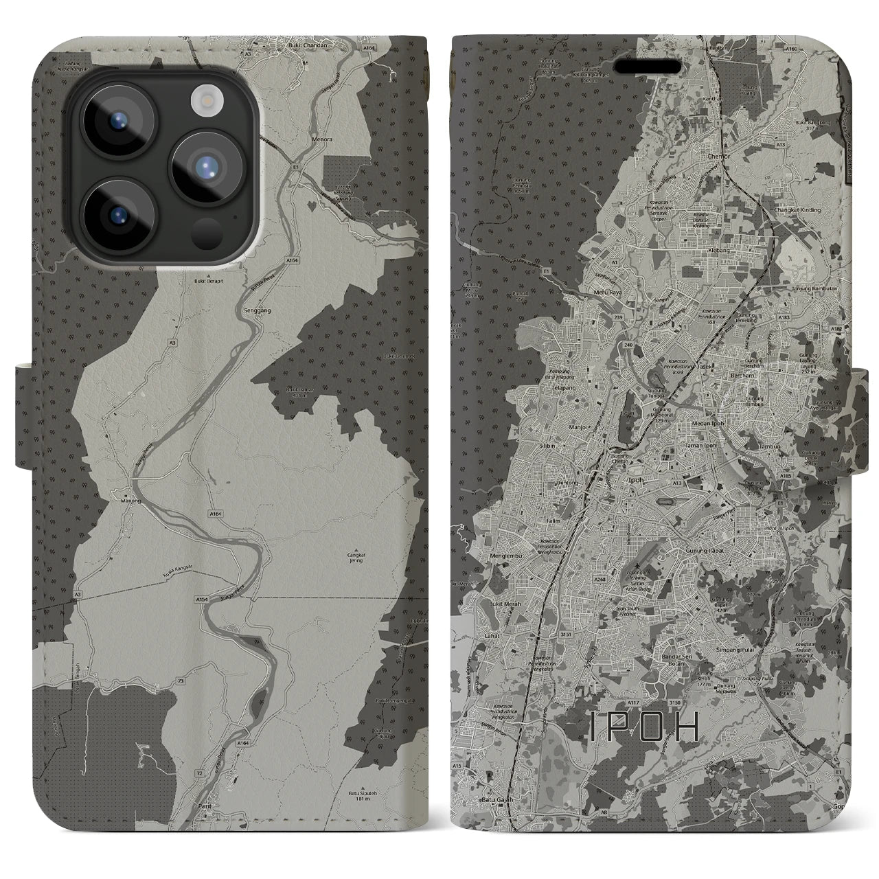 【イポー（マレーシア）】地図柄iPhoneケース（手帳タイプ）