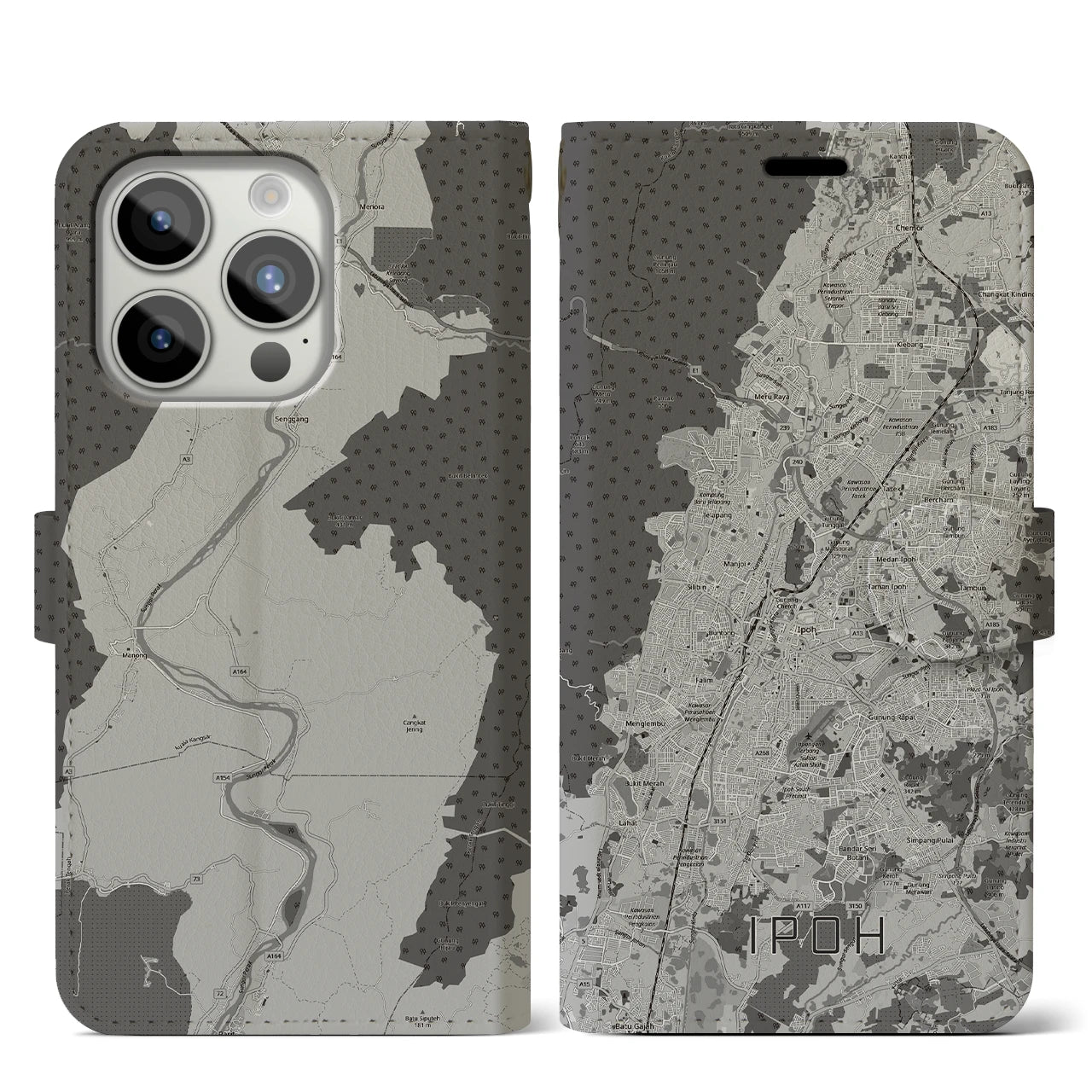 【イポー（マレーシア）】地図柄iPhoneケース（手帳タイプ）