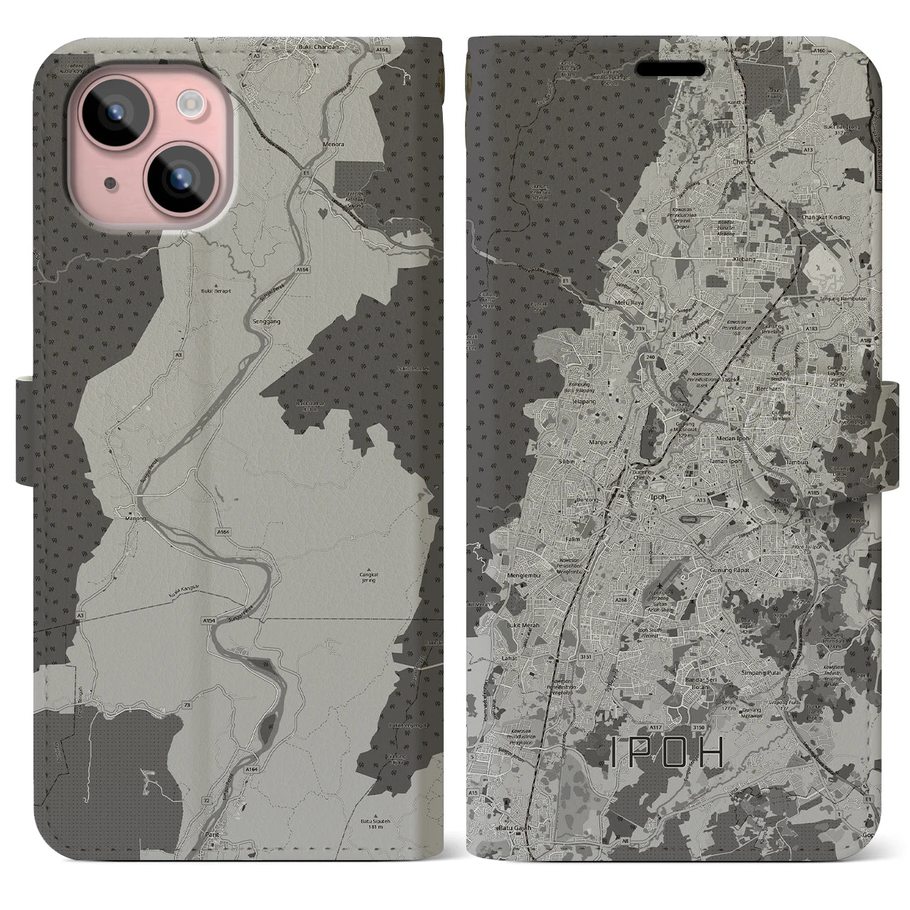 【イポー（マレーシア）】地図柄iPhoneケース（手帳タイプ）