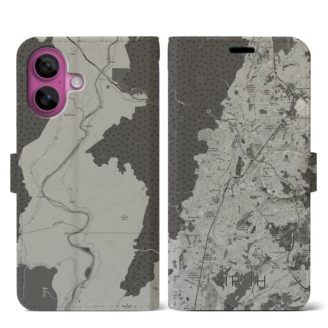 【イポー（マレーシア）】地図柄iPhoneケース（手帳タイプ）