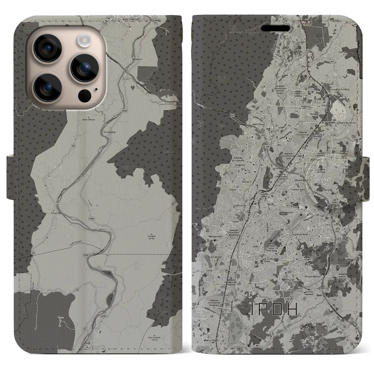 【イポー（マレーシア）】地図柄iPhoneケース（手帳タイプ）