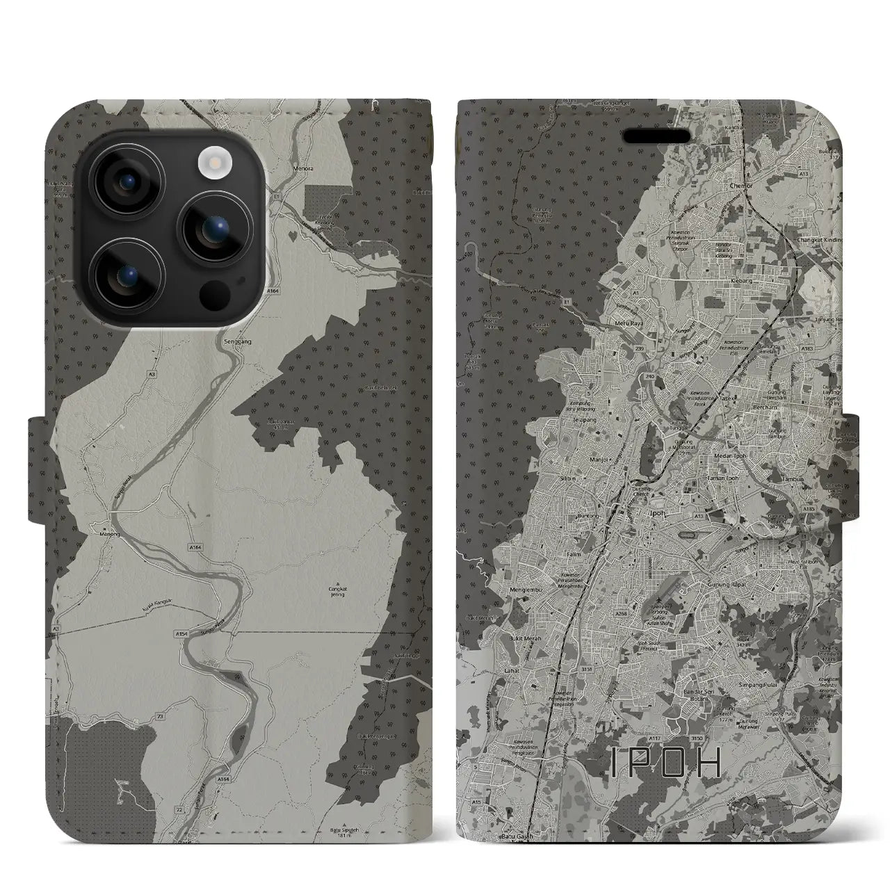 【イポー（マレーシア）】地図柄iPhoneケース（手帳タイプ）