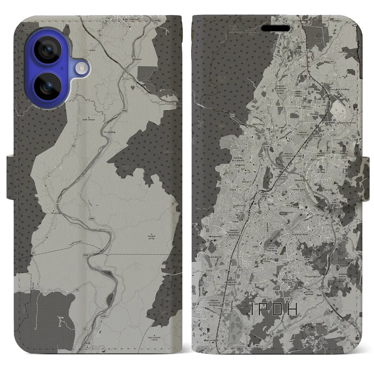 【イポー（マレーシア）】地図柄iPhoneケース（手帳タイプ）