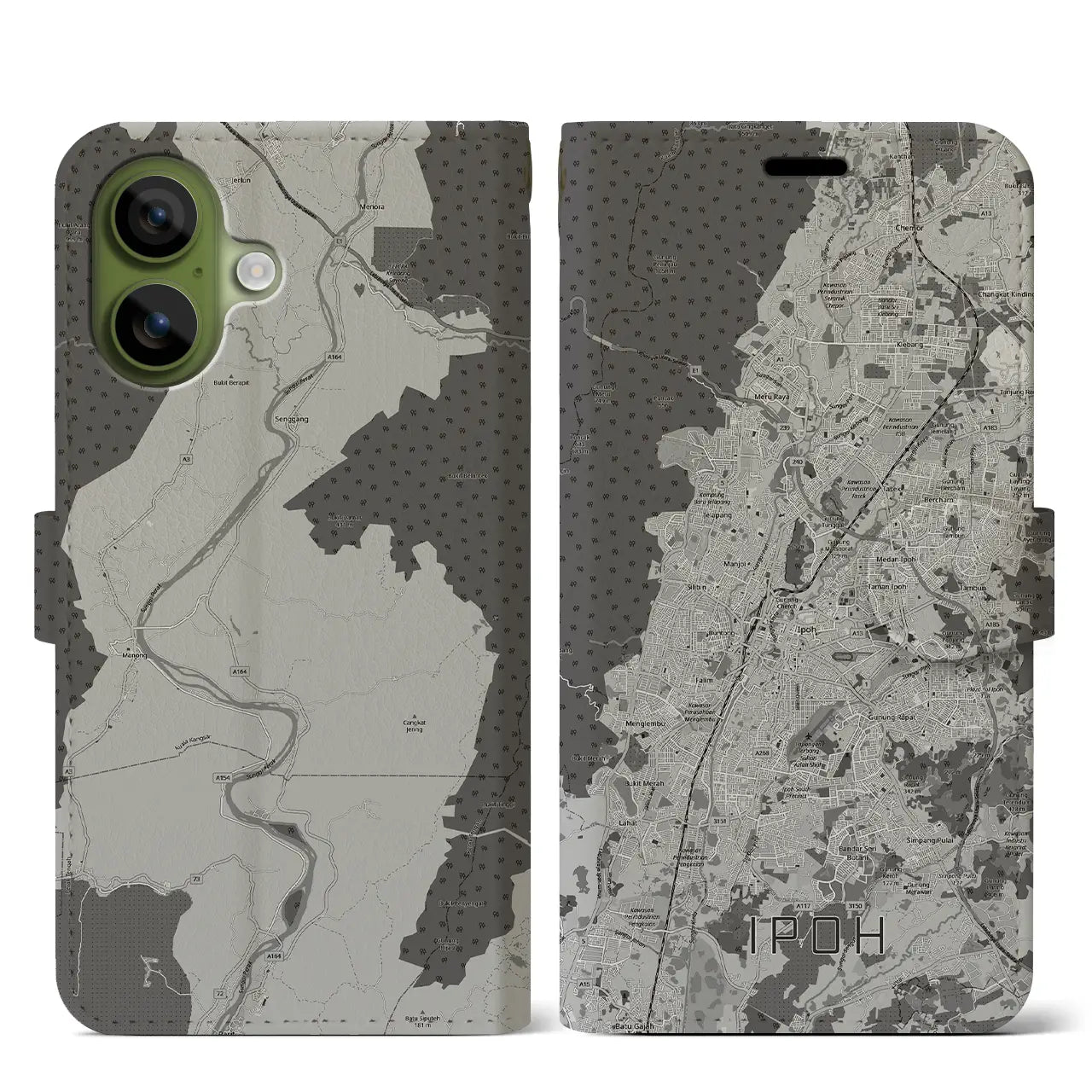 【イポー（マレーシア）】地図柄iPhoneケース（手帳タイプ）