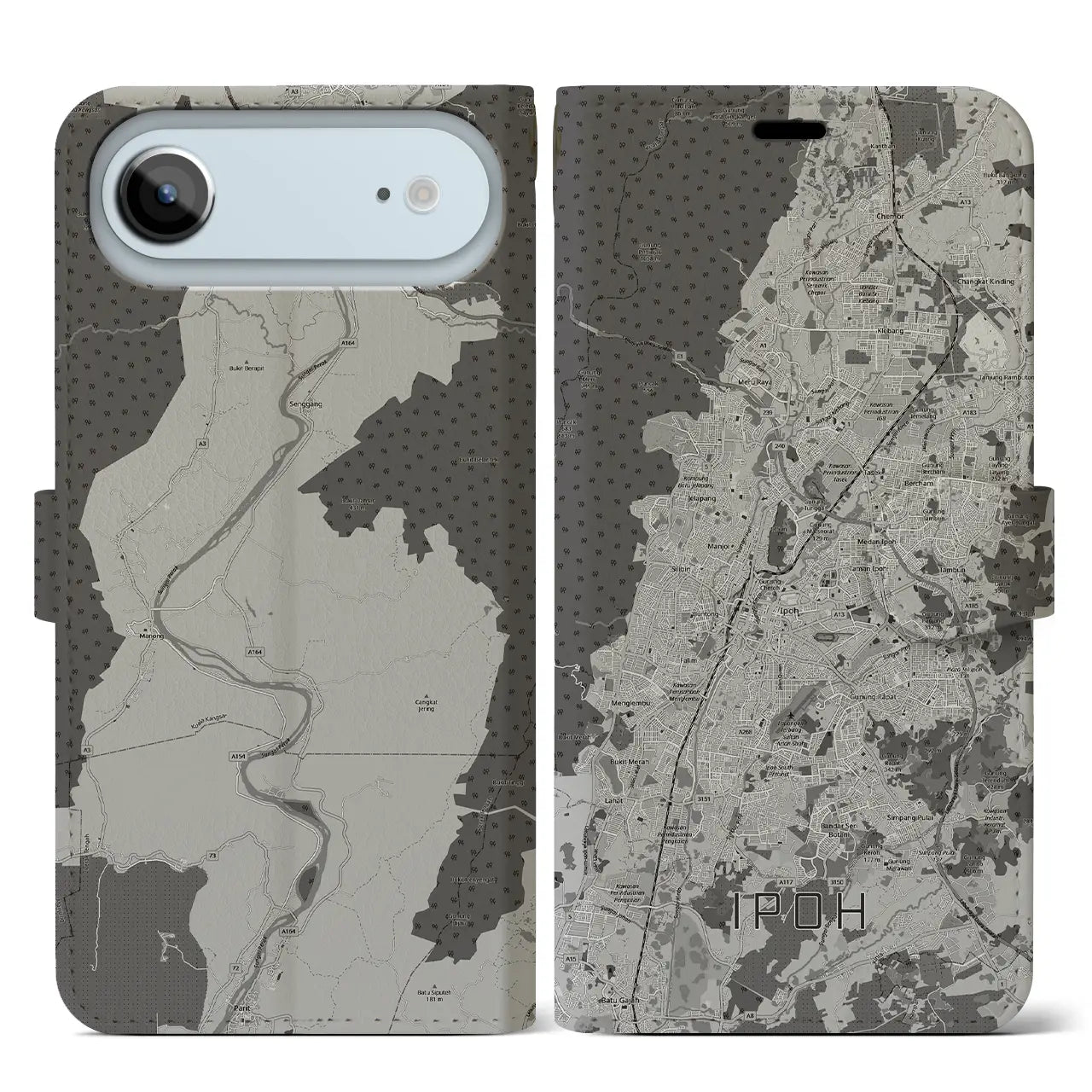 【イポー（マレーシア）】地図柄iPhoneケース（手帳タイプ）