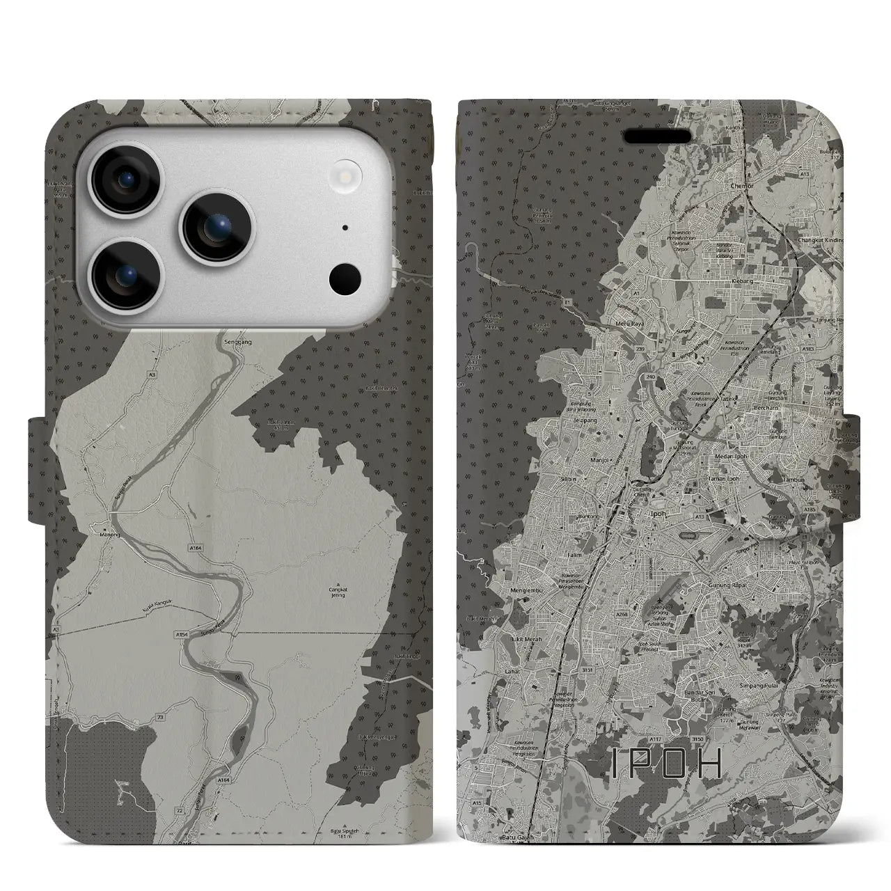 【イポー（マレーシア）】地図柄iPhoneケース（手帳タイプ）