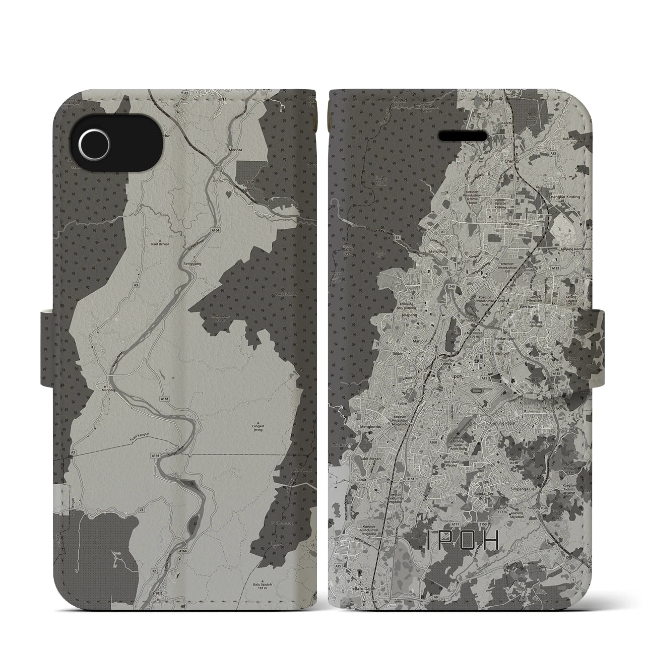 【イポー（マレーシア）】地図柄iPhoneケース（手帳タイプ）