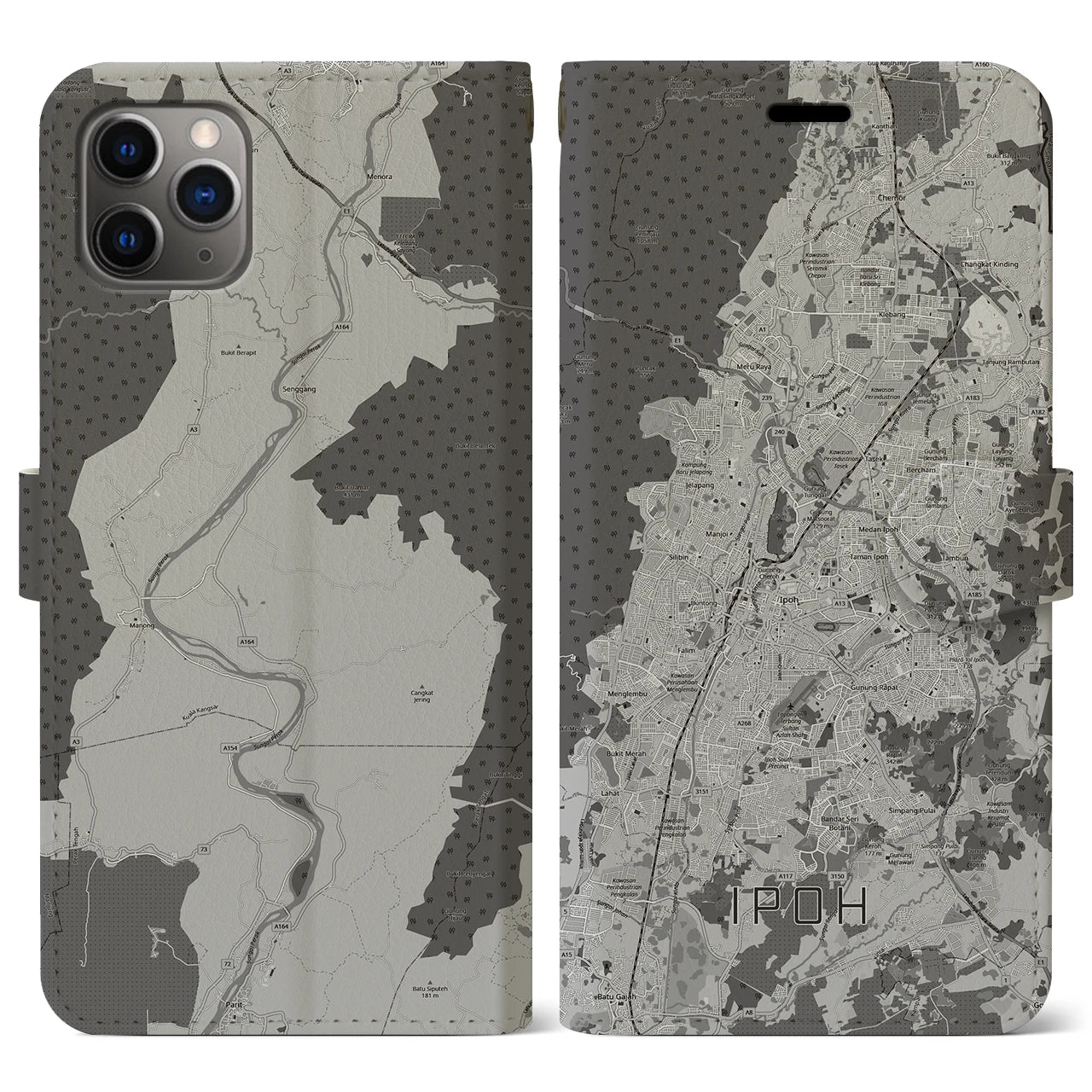【イポー（マレーシア）】地図柄iPhoneケース（手帳タイプ）