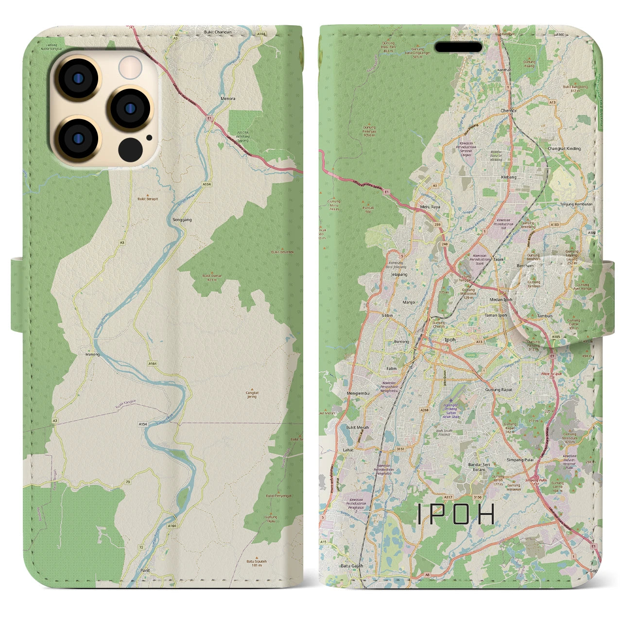 【イポー（マレーシア）】地図柄iPhoneケース（手帳タイプ）