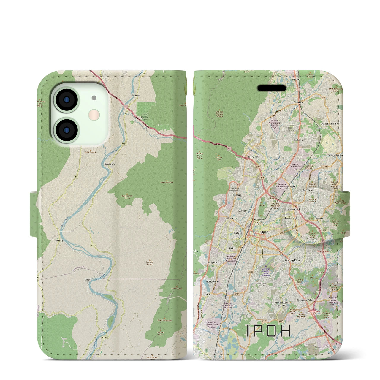 【イポー（マレーシア）】地図柄iPhoneケース（手帳タイプ）