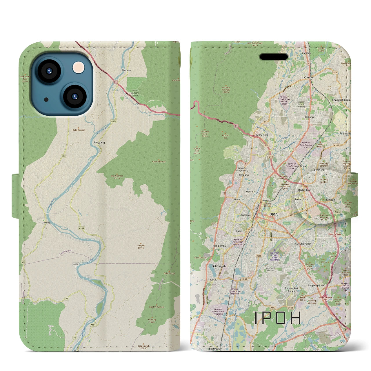 【イポー（マレーシア）】地図柄iPhoneケース（手帳タイプ）