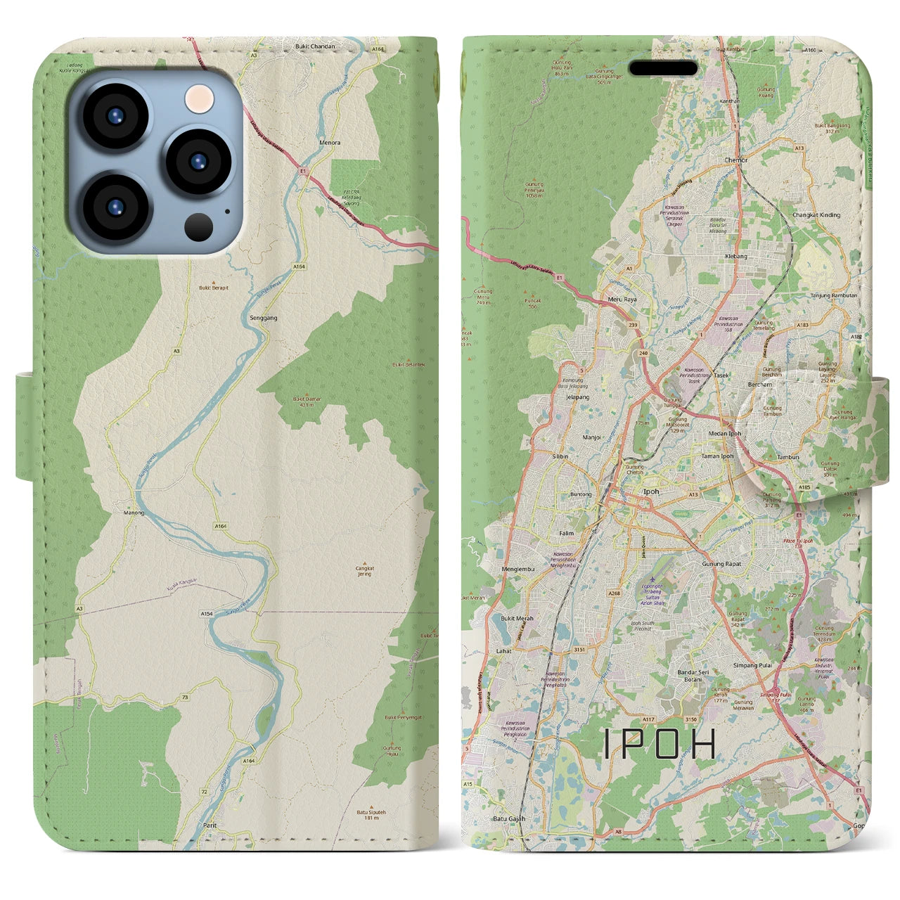 【イポー（マレーシア）】地図柄iPhoneケース（手帳タイプ）