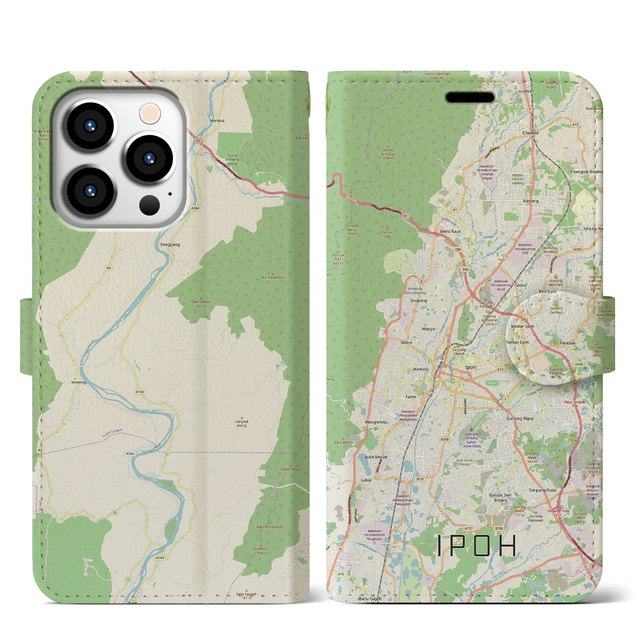 【イポー（マレーシア）】地図柄iPhoneケース（手帳タイプ）