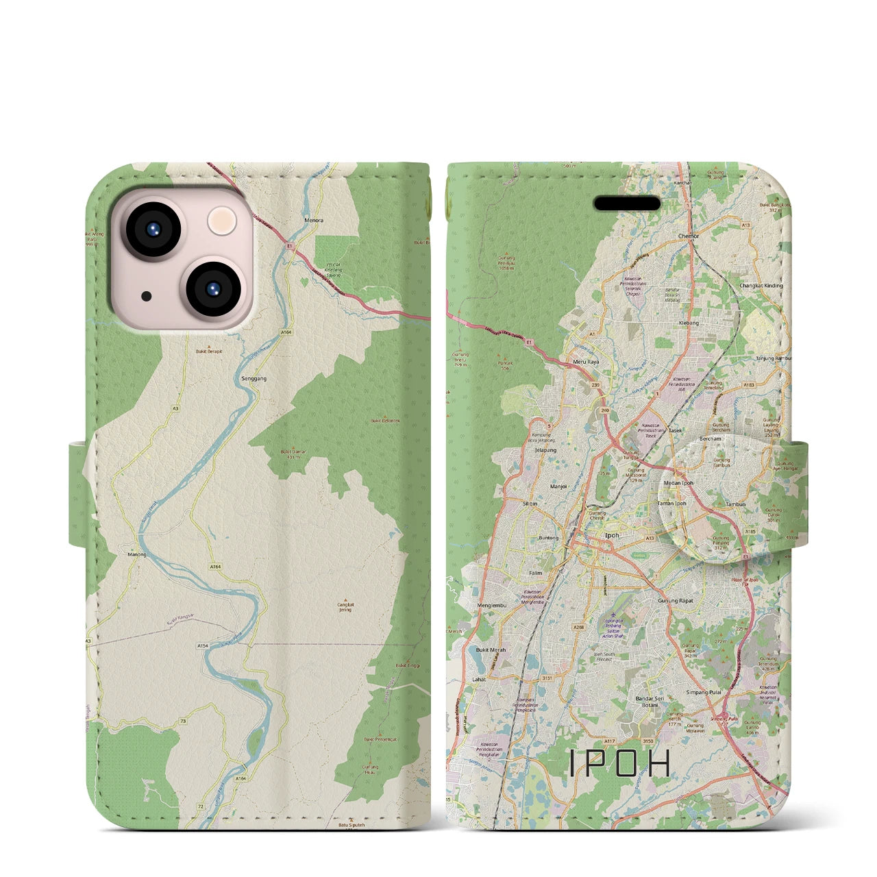 【イポー（マレーシア）】地図柄iPhoneケース（手帳タイプ）